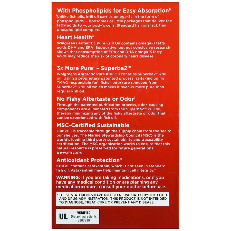 slide 3 of 5, Walgreens Antarctic Pure Krill Oil Omega-3 350mg, 60 ct
