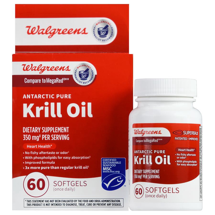 slide 1 of 5, Walgreens Antarctic Pure Krill Oil Omega-3 350mg, 60 ct