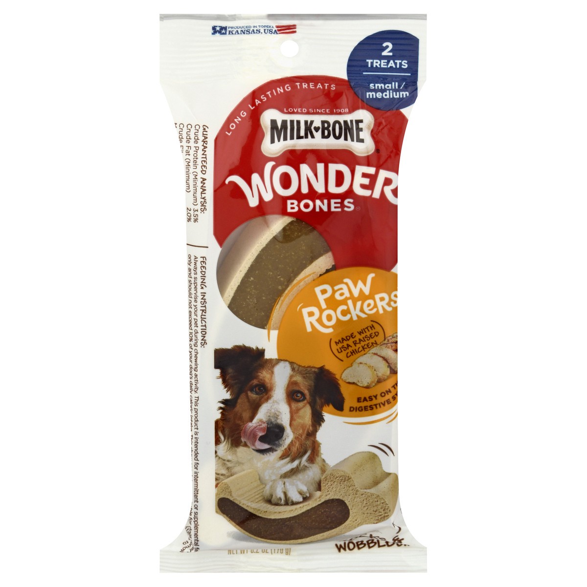 slide 1 of 11, Milk-Bone Milkbone Chicken Wonder Bones Dog Treats 2Ct, 6.2 oz