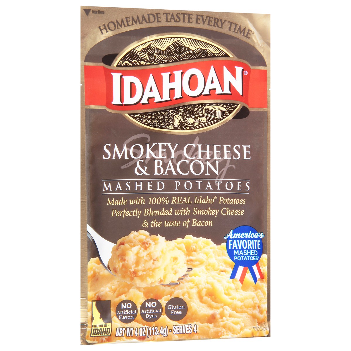 slide 3 of 9, Idahoan Smokey Cheese & Bacon Mashed Potatoes, 4 oz