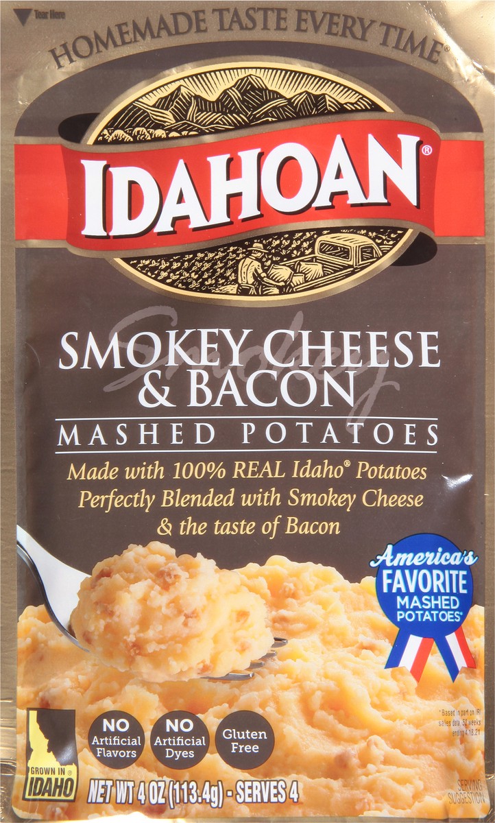 slide 8 of 9, Idahoan Smokey Cheese & Bacon Mashed Potatoes, 4 oz