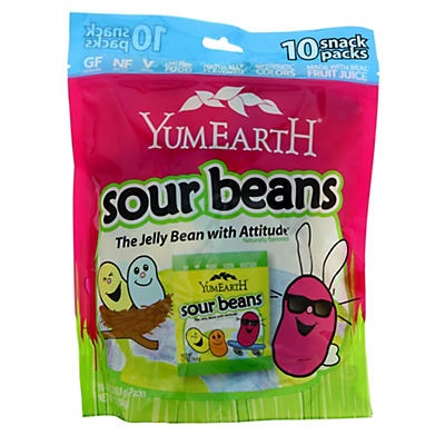 slide 1 of 1, YumEarth Sour Jelly Beans Snack Packs, 10 ct