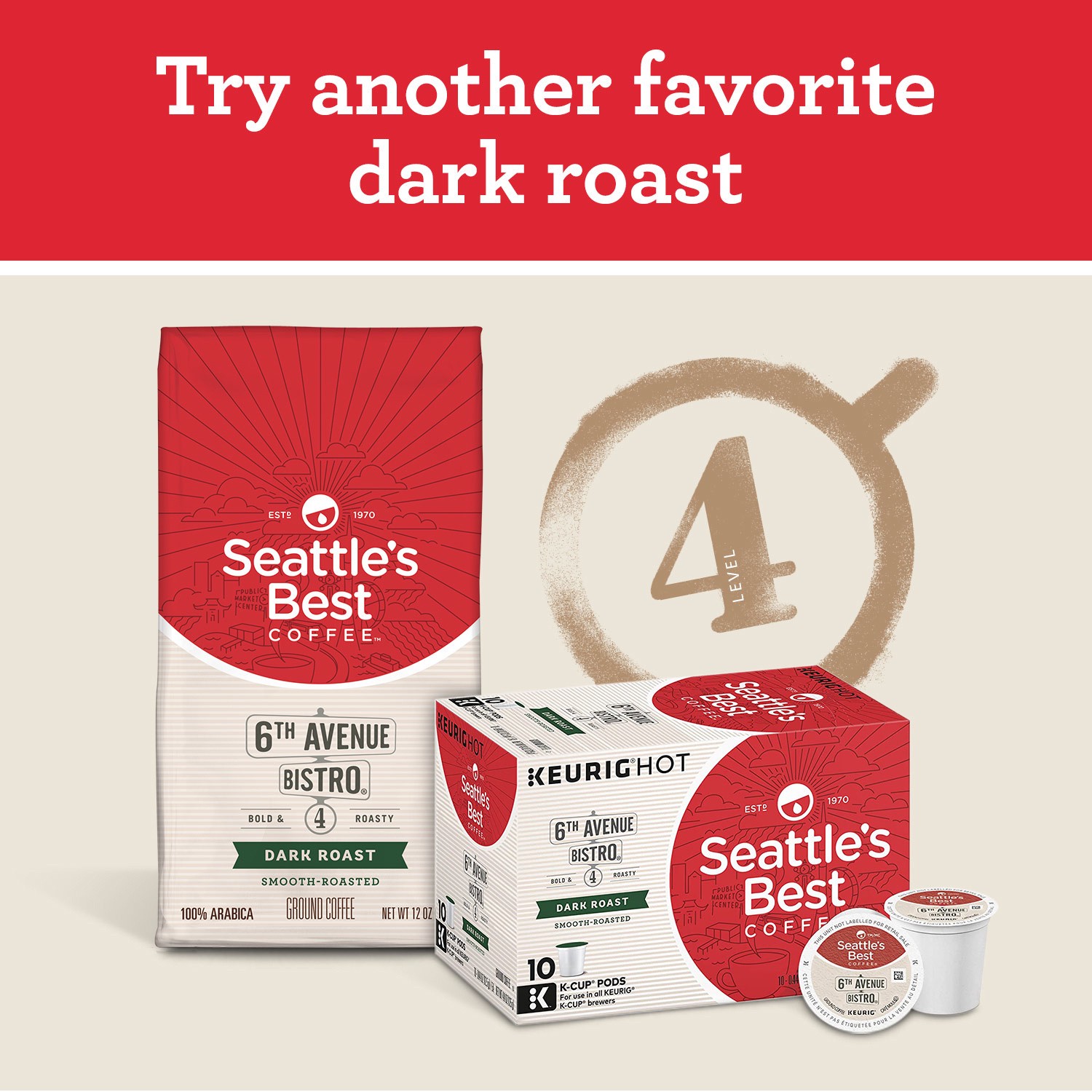 slide 3 of 4, Seattle's Best Coffee Seattle''s Best Coffee, Dark Roast Ground Coffee, Henry's Blend, 100% Arabica, 1 Bag (12 oz), 12 oz