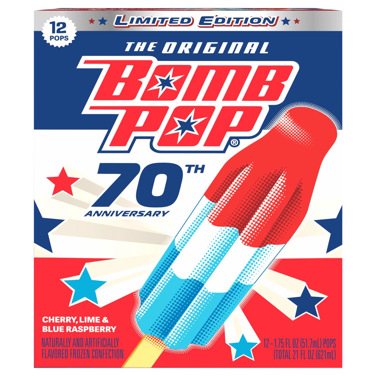 slide 1 of 11, Bomb Pop Original Ice Pop\, 12 Pack, 12 ct