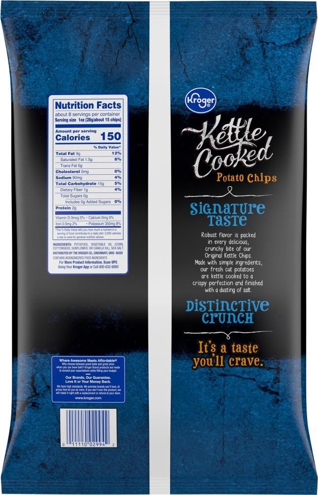 slide 6 of 6, Kroger Kettle Cooked Original Potato Chips, 8 oz