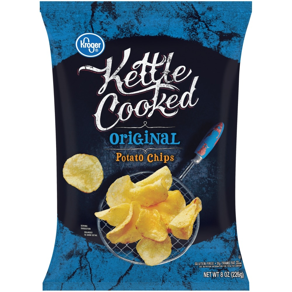 slide 1 of 1, Kroger Kettle Cooked Original Potato Chips, 8 oz