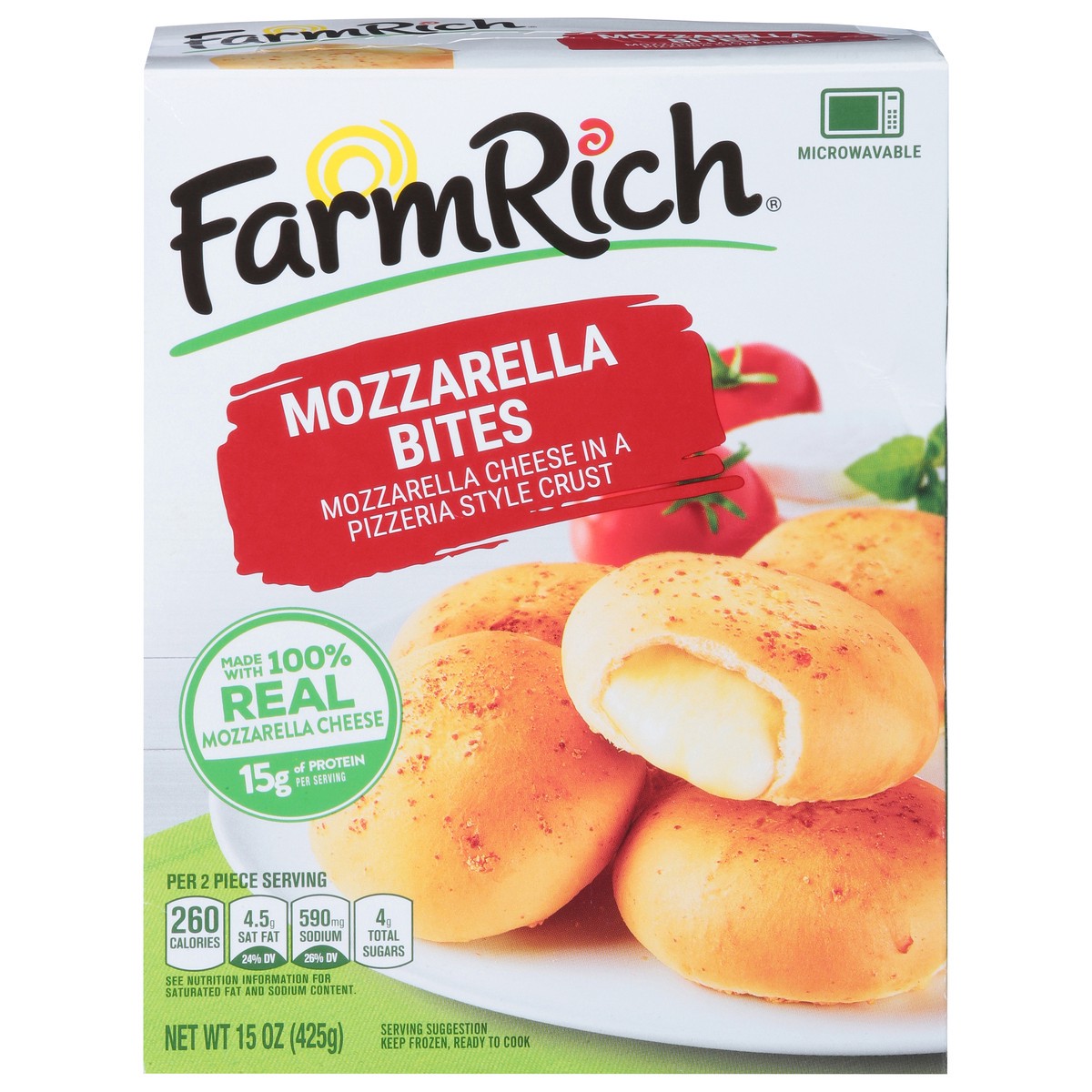 slide 1 of 9, Farm Rich Mozzarella bites, 15 oz