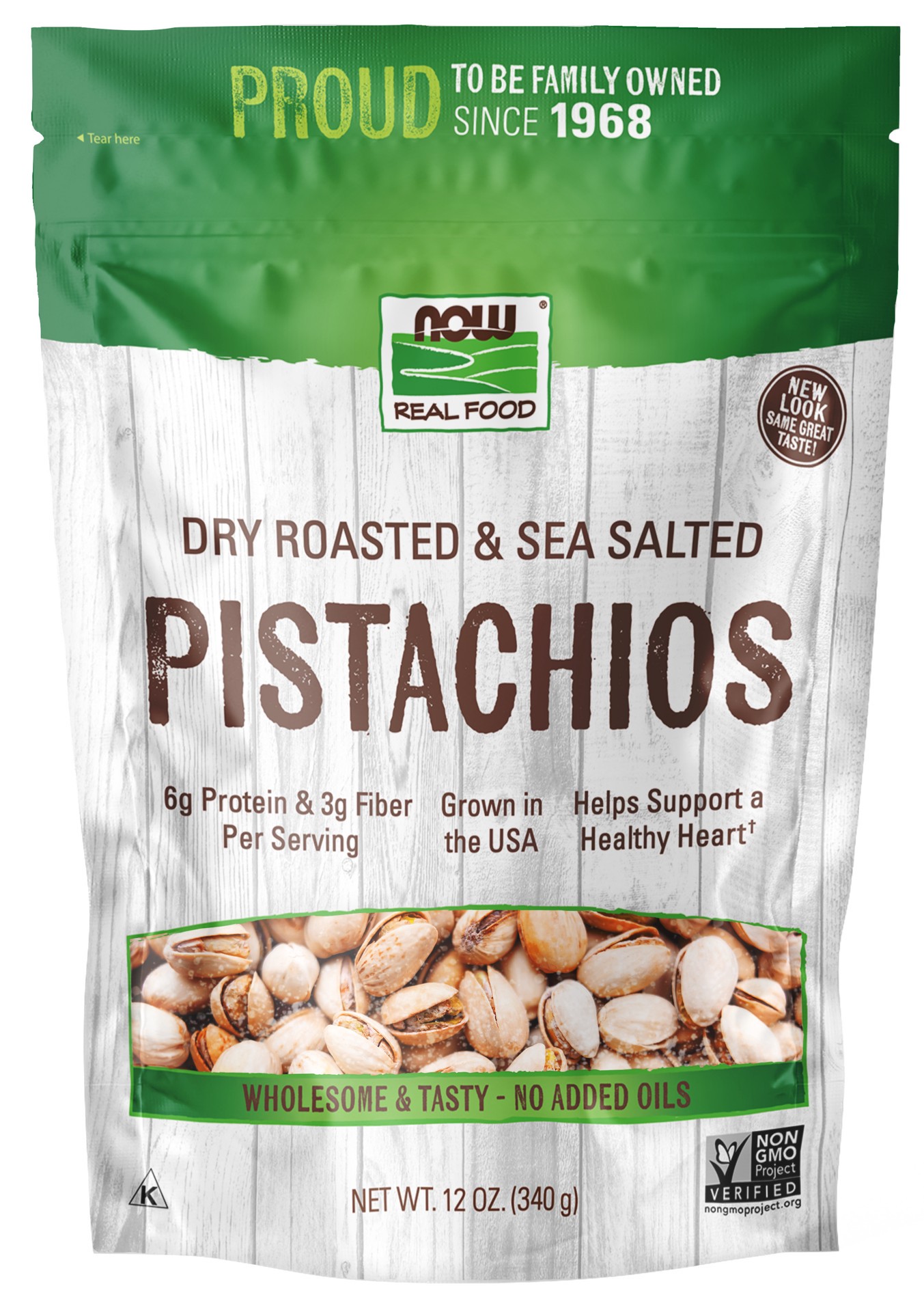 slide 1 of 3, NOW Natural Foods Pistachios, Roasted & Salted - 12oz., 12 oz