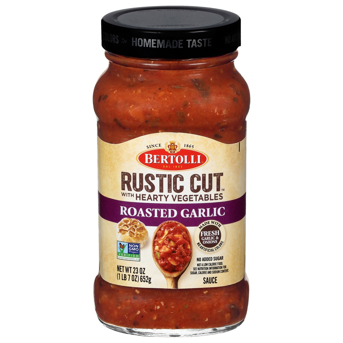 slide 1 of 3, Bertolli Rustic Cut Roasted Garlic Sauce with Hearty Vegetables 23 oz, 23 oz