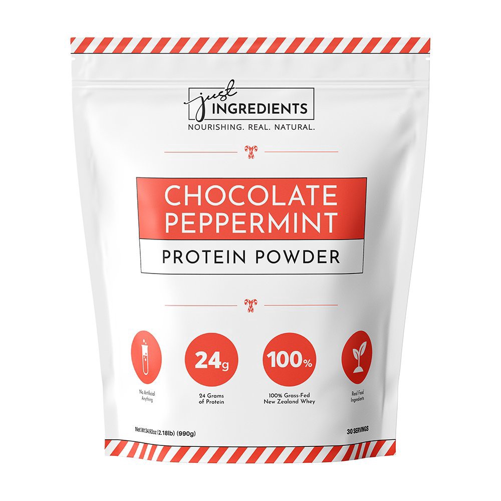 slide 1 of 1, Just Ingredients Chocolate Peppermint Protein Powder, 34.92 oz