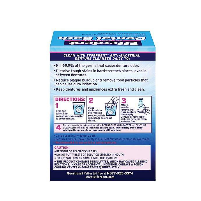 slide 2 of 2, Efferdent Retainer & Denture Cleaner Tablets and Dental Bath, 4 Tablets, 4 ct