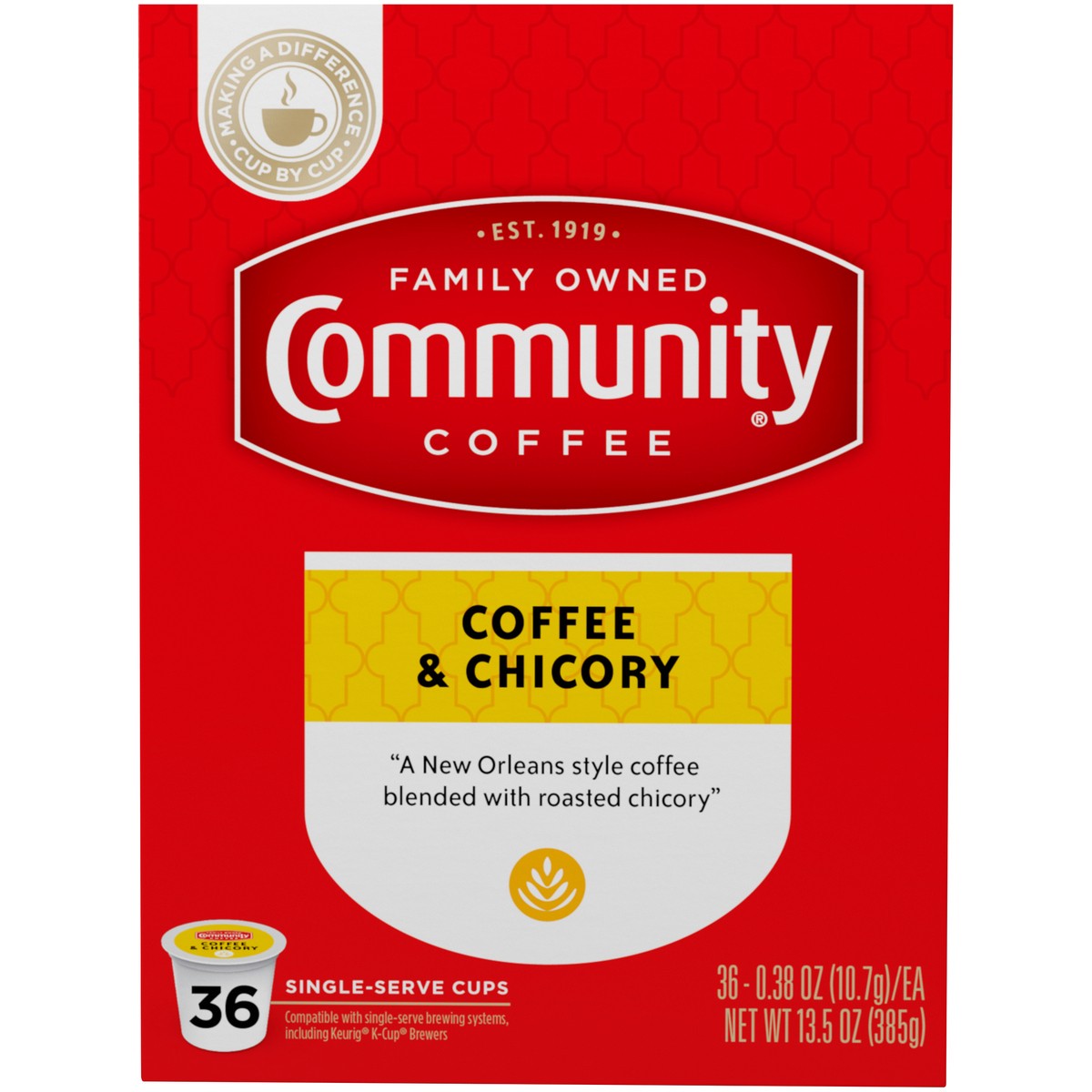 slide 8 of 13, Community Coffee Coffee Coffee & Chicory Single-Serve Cups - 13.5 oz, 13.5 oz