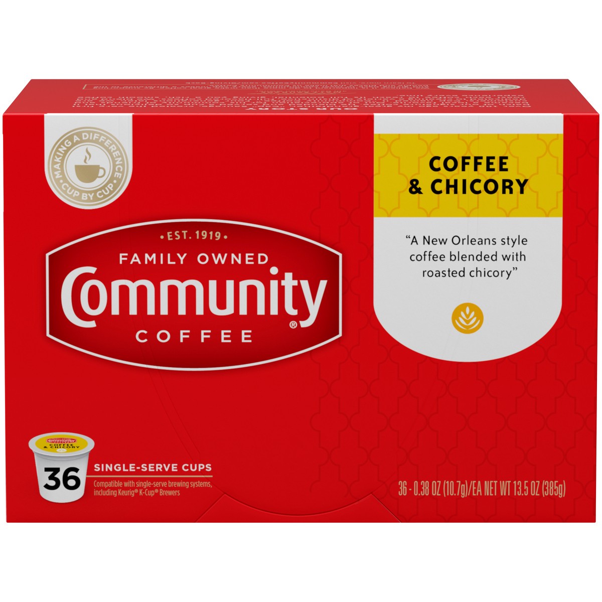 slide 1 of 13, Community Coffee Coffee Coffee & Chicory Single-Serve Cups - 13.5 oz, 13.5 oz