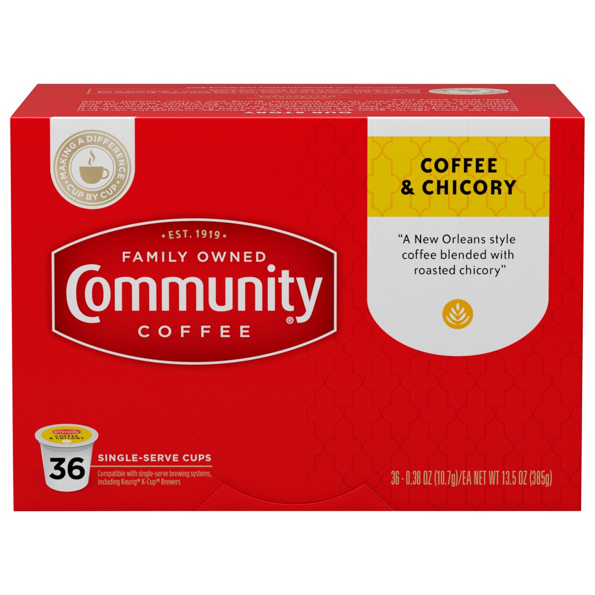 slide 11 of 13, Community Coffee Coffee Coffee & Chicory Single-Serve Cups - 13.5 oz, 13.5 oz