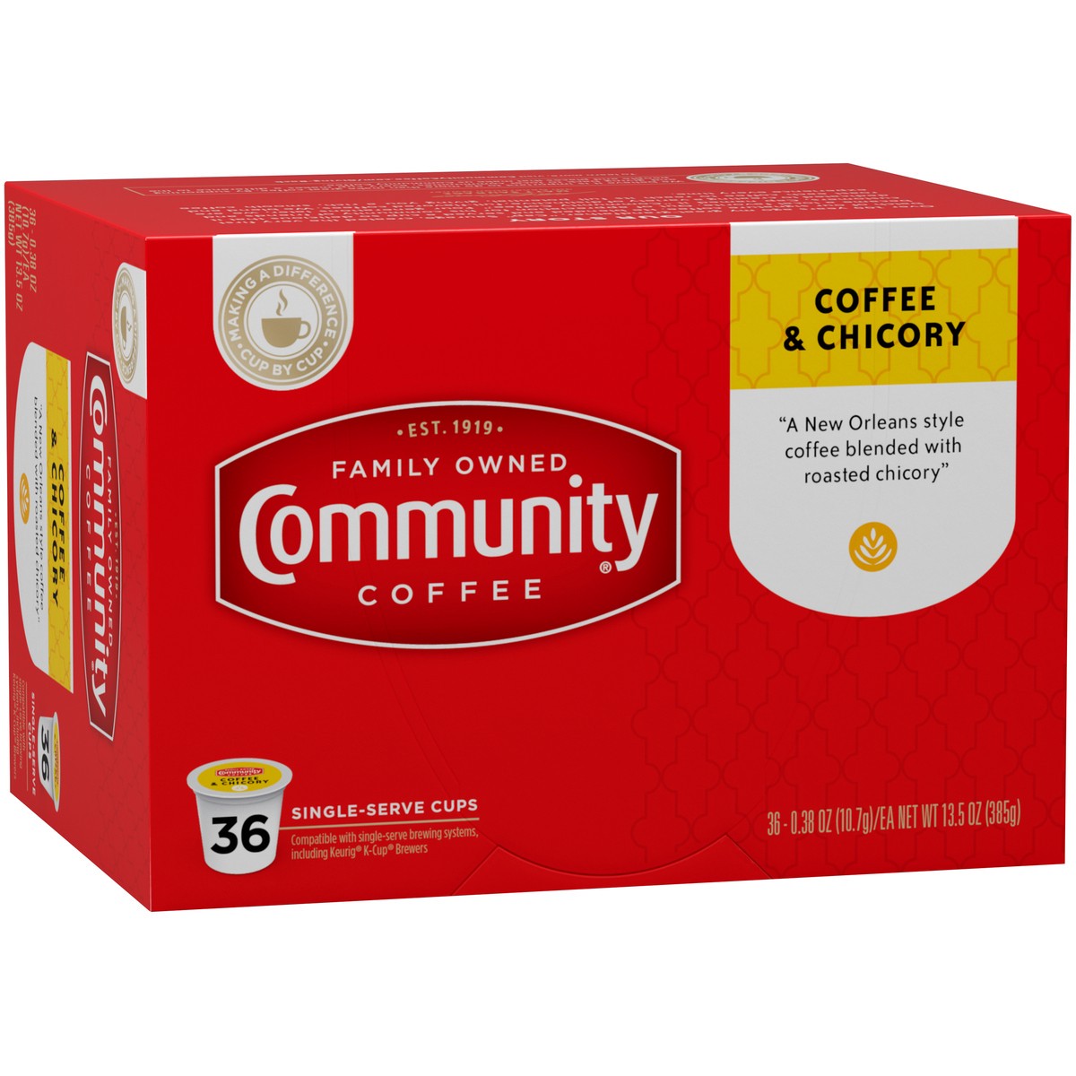 slide 9 of 13, Community Coffee Coffee Coffee & Chicory Single-Serve Cups - 13.5 oz, 13.5 oz