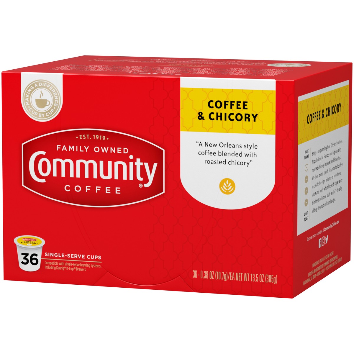 slide 3 of 13, Community Coffee Coffee Coffee & Chicory Single-Serve Cups - 13.5 oz, 13.5 oz