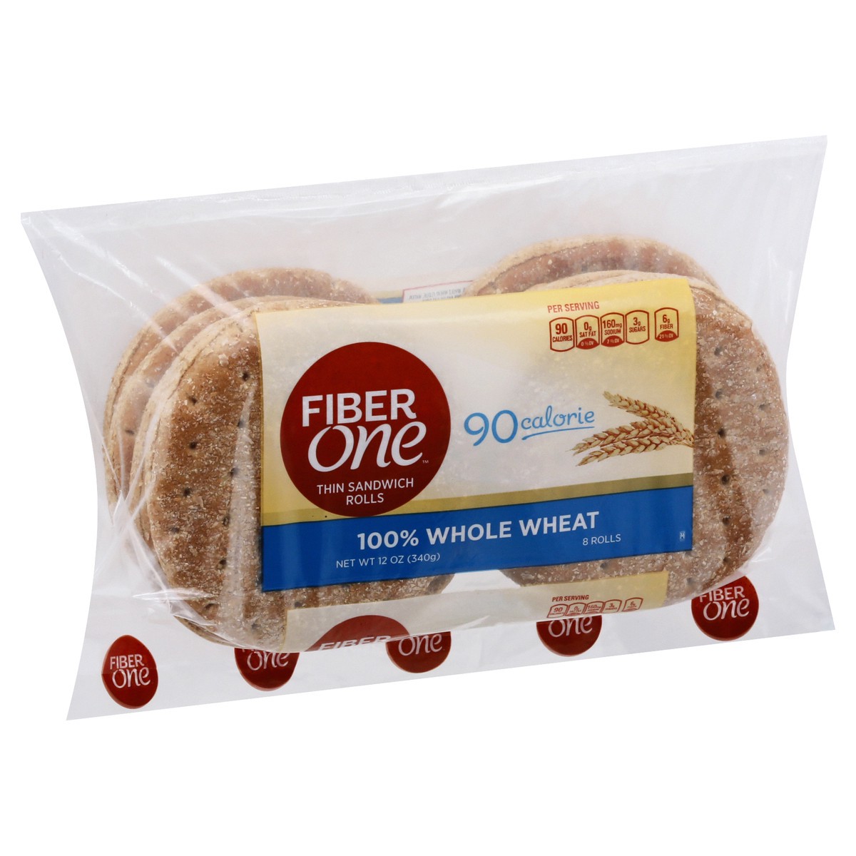 slide 9 of 10, Fiber One 100% Whole Wheat Thin Sandwich Rolls, 8 ct