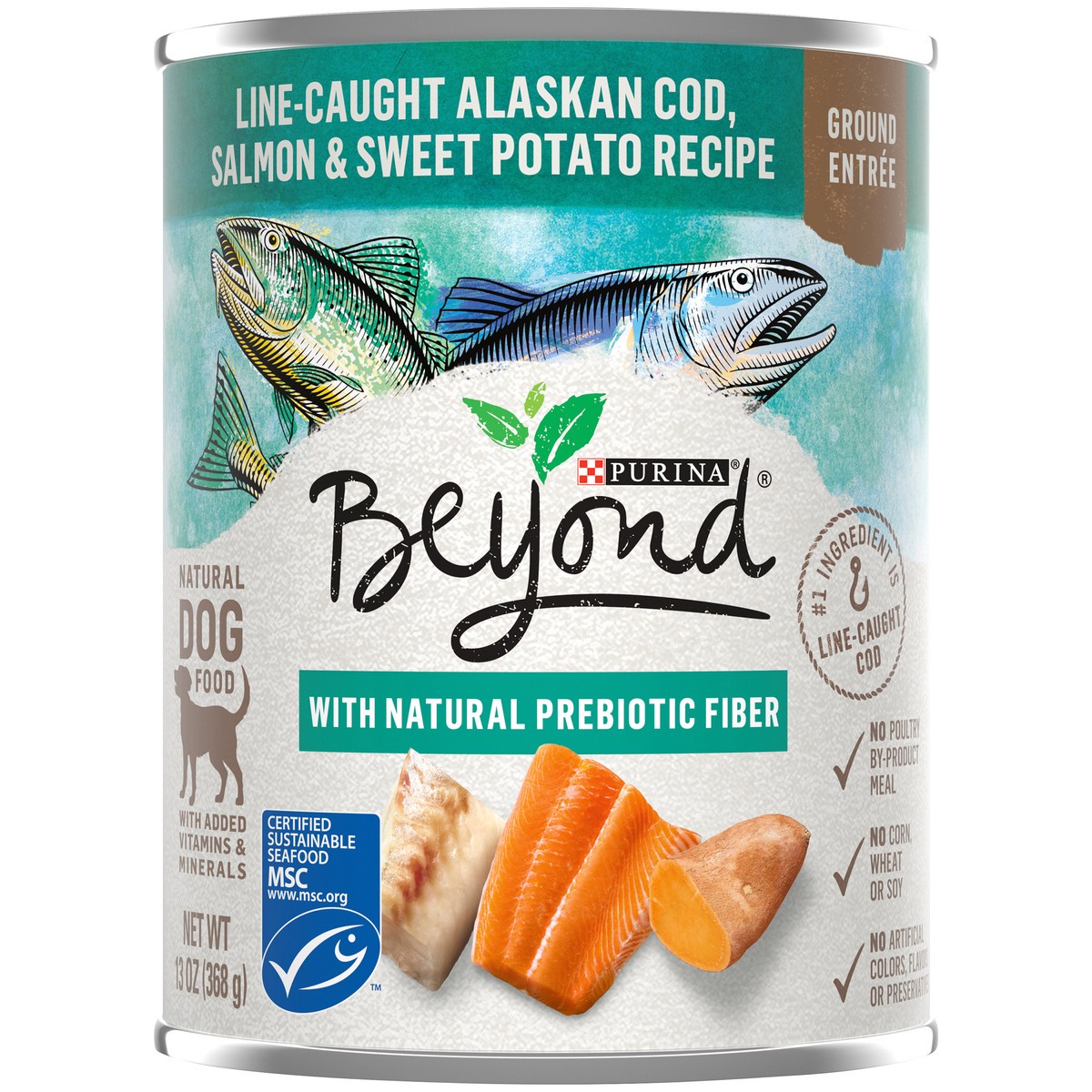 slide 4 of 7, Beyond Purina Beyond Natural Wet Dog Food Pate, Grain Free Alaskan Cod, Salmon & Sweet Potato Recipe - 13 oz. Can, 13 oz