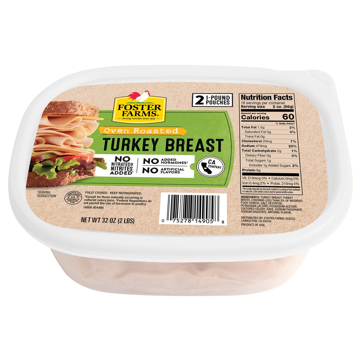 slide 1 of 2, Foster Farms Oven Roasted Turkey Breast - 32 Oz, 32 oz