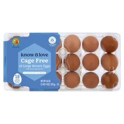 Know & Love Cage Free Brown Eggs 1.5 Dozen