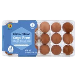Know & Love Cage Free Brown Eggs 1.5 Dozen