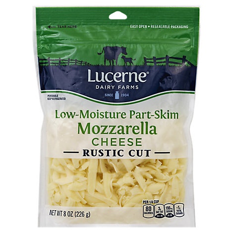 slide 1 of 1, Lucerne Cheese Mozzarella Thick Cut Shredded, 8 oz