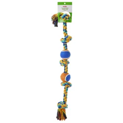 Meijer 5 Knot 2 Ball Tug Rope Dog Toy, Extra Large, 34"
