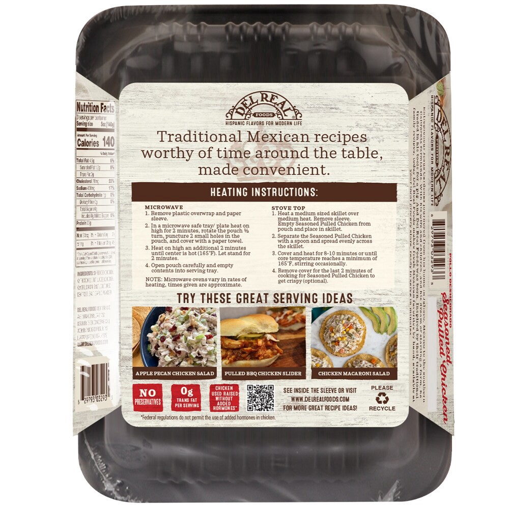 slide 2 of 5, Del Real Foods Seasoned Pulled Chicken, 15 oz