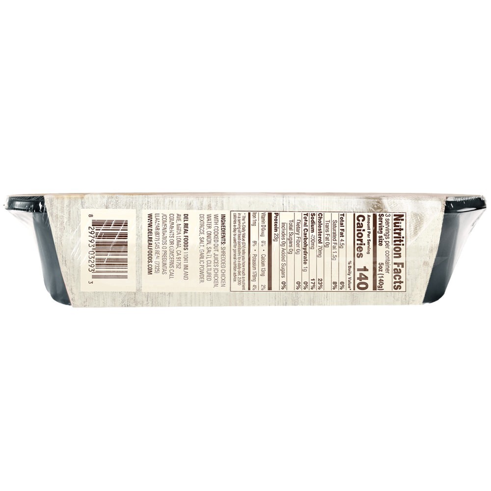 slide 3 of 5, Del Real Foods Seasoned Pulled Chicken, 15 oz