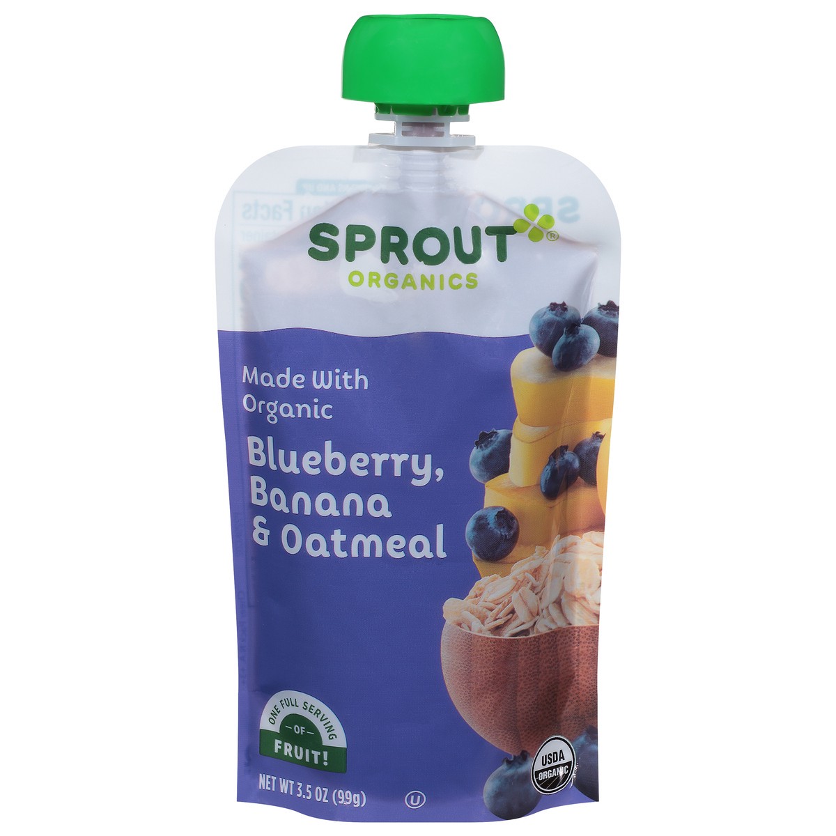 slide 1 of 9, Sprout Organics 6 Months and Up Blueberry, Banana & Oatmeal Baby Food Stage 2 3.5 oz, 3.5 oz