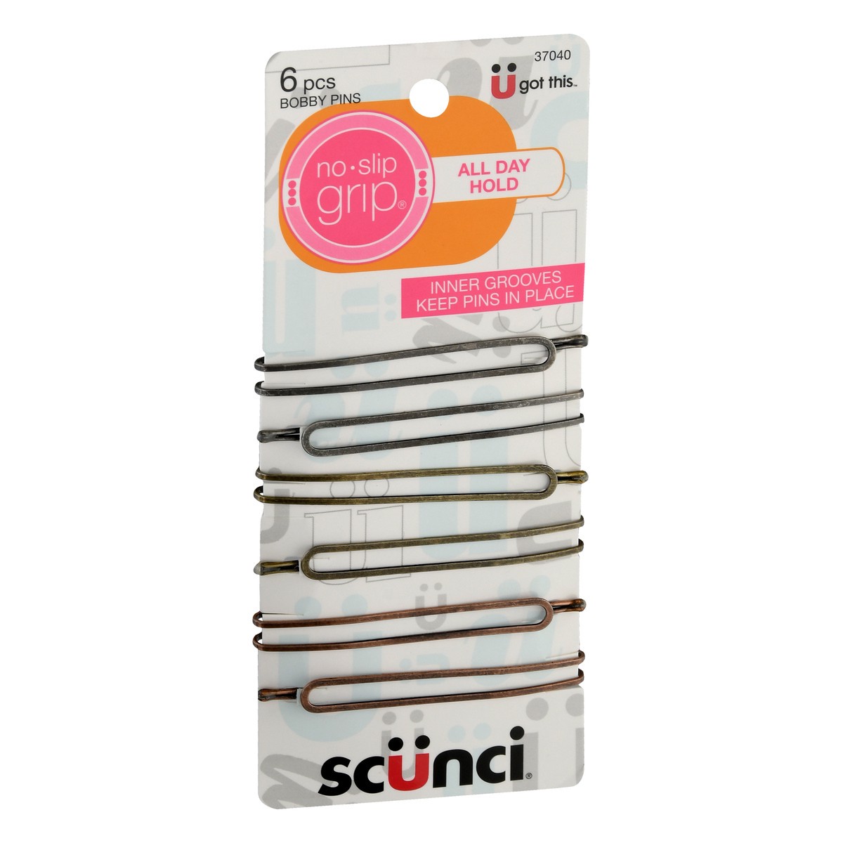 slide 9 of 9, scünci All Day Hold Bobby Pins 6 ea, 6 ct