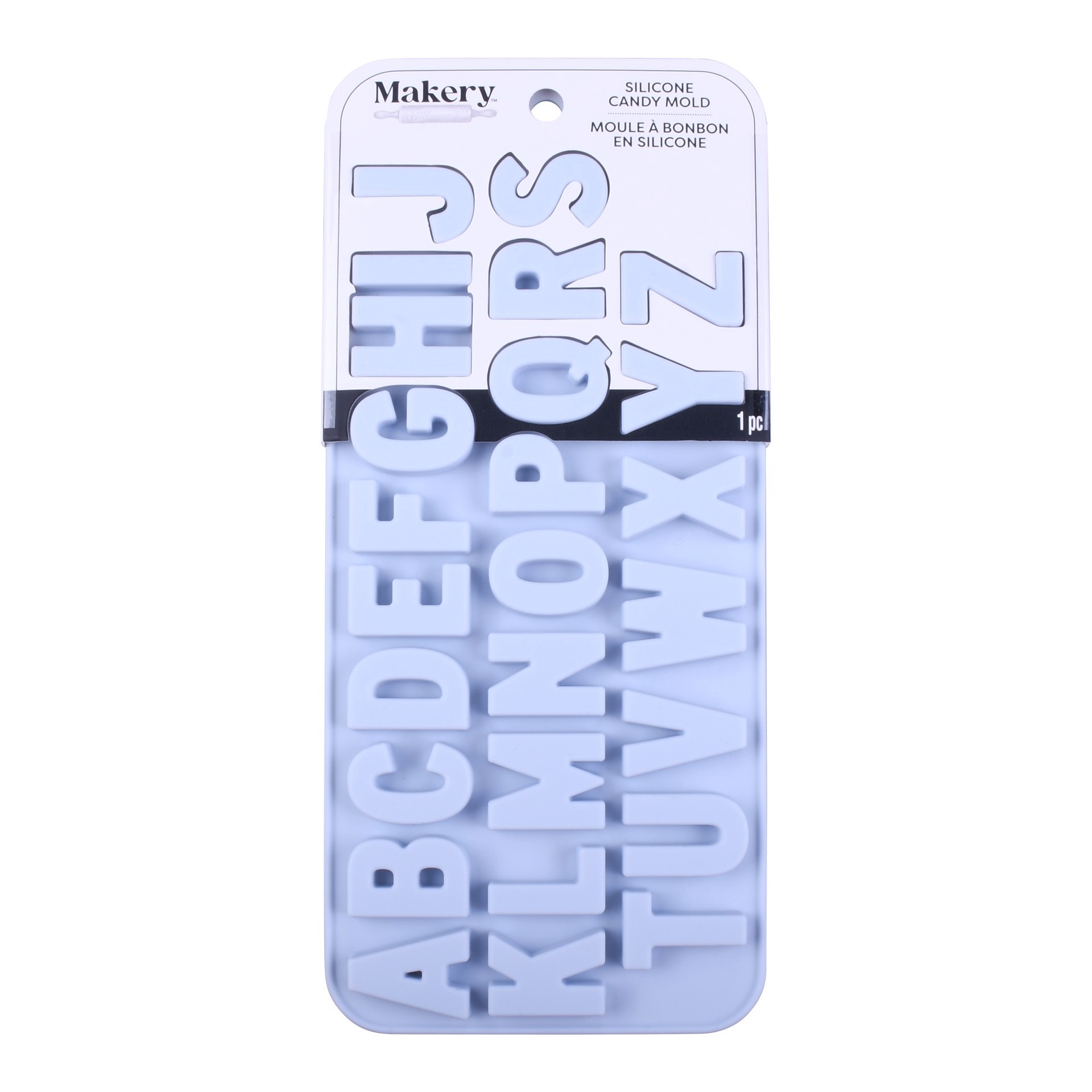 slide 4 of 4, Alphabet Silicone Candy Mold By Makery, 8.87 in x 0.59 in