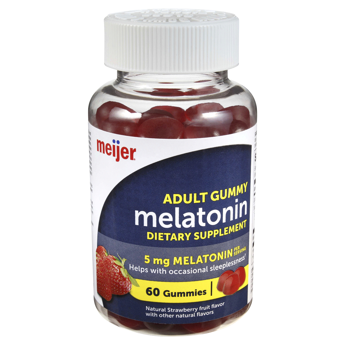 slide 1 of 9, Meijer Melatonin Adult Gummy Sleep Support, 5 mg, 60 ct