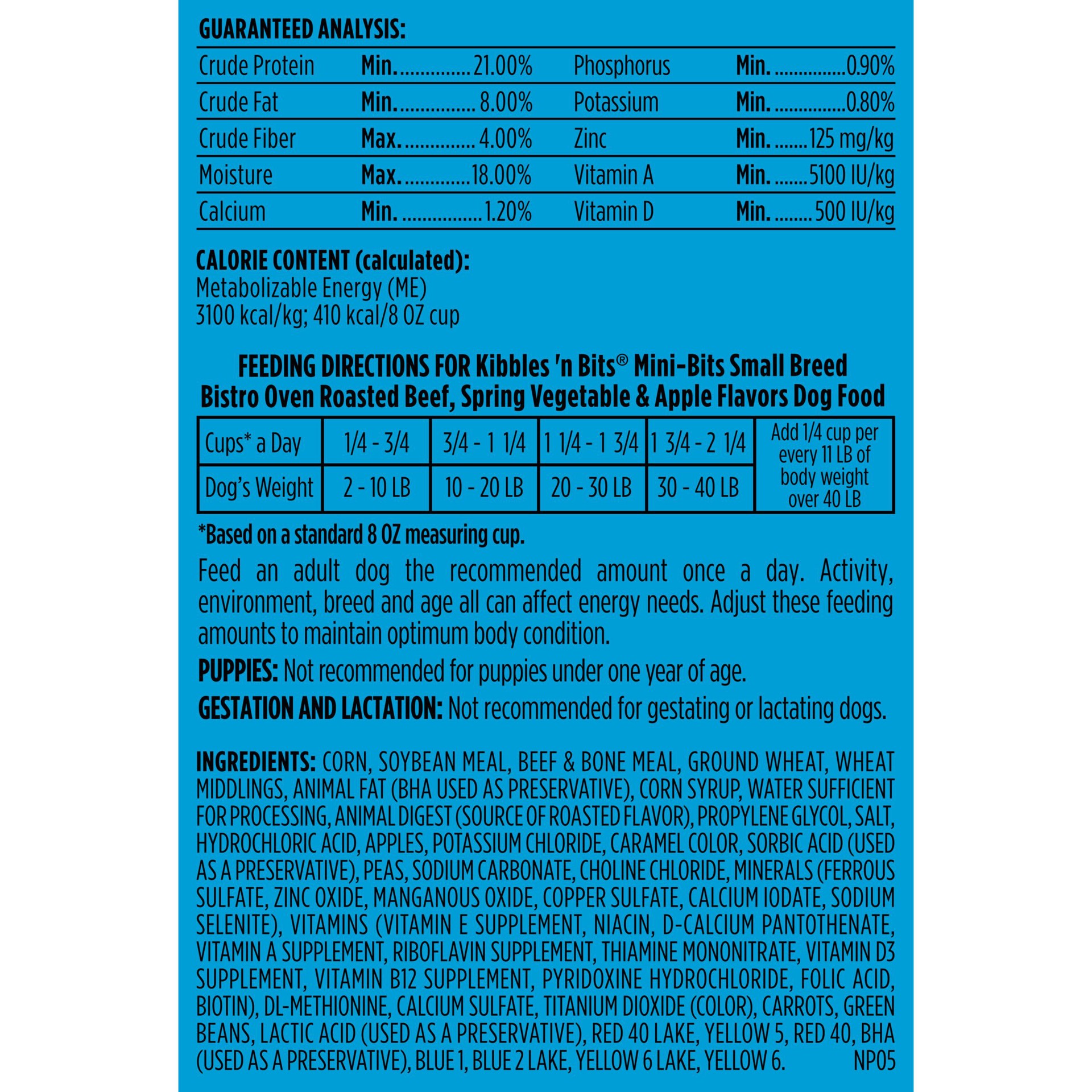 slide 7 of 7, Kibbles 'n Bits Kibbles ‘n Bits Mini Bits Small Breed Bistro Oven Roasted Beef, Spring Vegetable & Apple Flavors Dry Dog Food, 3.5 lb. Bag, 3.5 lb