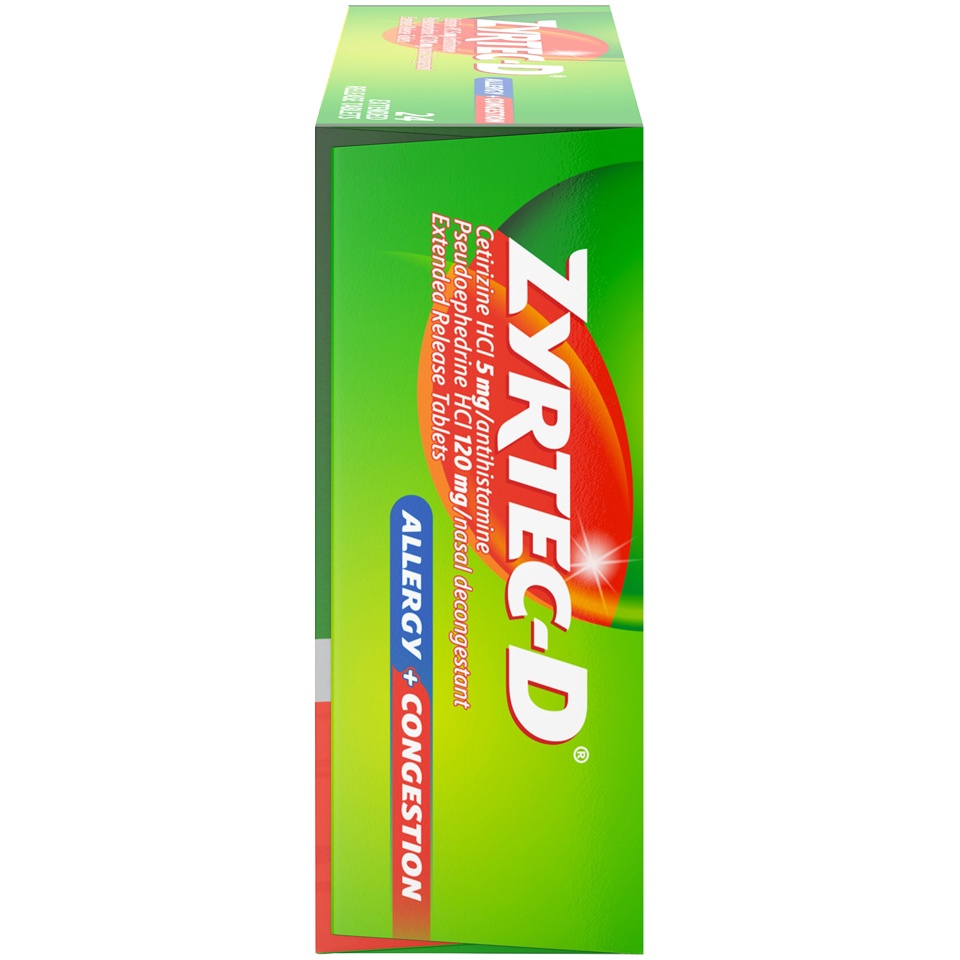 slide 5 of 6, Zyrtec-D 12-Hour Allergy & Congestion Relief Tablets, 24 ct
