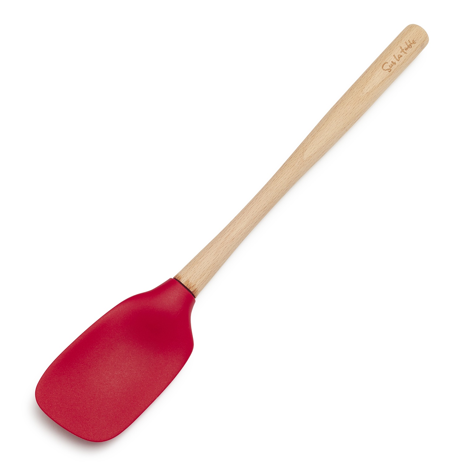 slide 1 of 1, Sur La Table Flex-Core Silicone Spatula Spoon with Wood Handle, Red, 1 ct