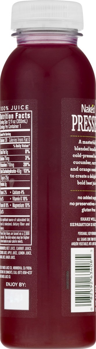 slide 8 of 8, Naked Cold Pressed 100% Juice Bold Beet 12 Fl Oz, 12 oz