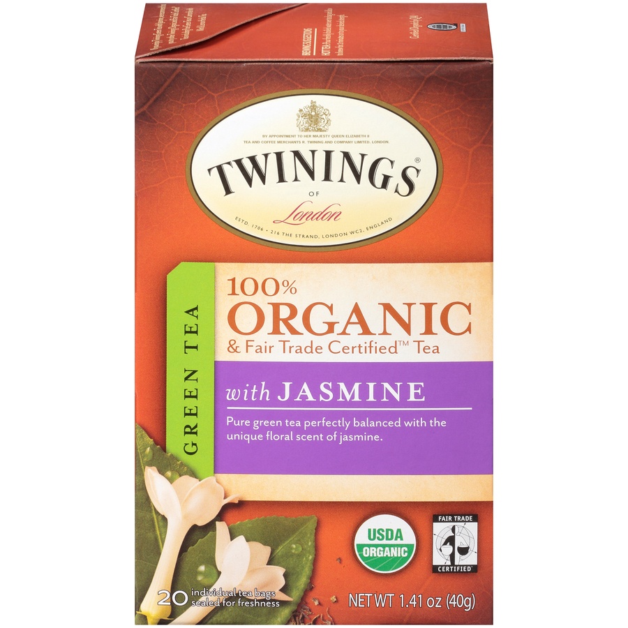 slide 1 of 7, Twinings Organic & Fair Trade Certified Green Tea with Jasmine Tea Bags - 1.41 oz, 1.41 oz