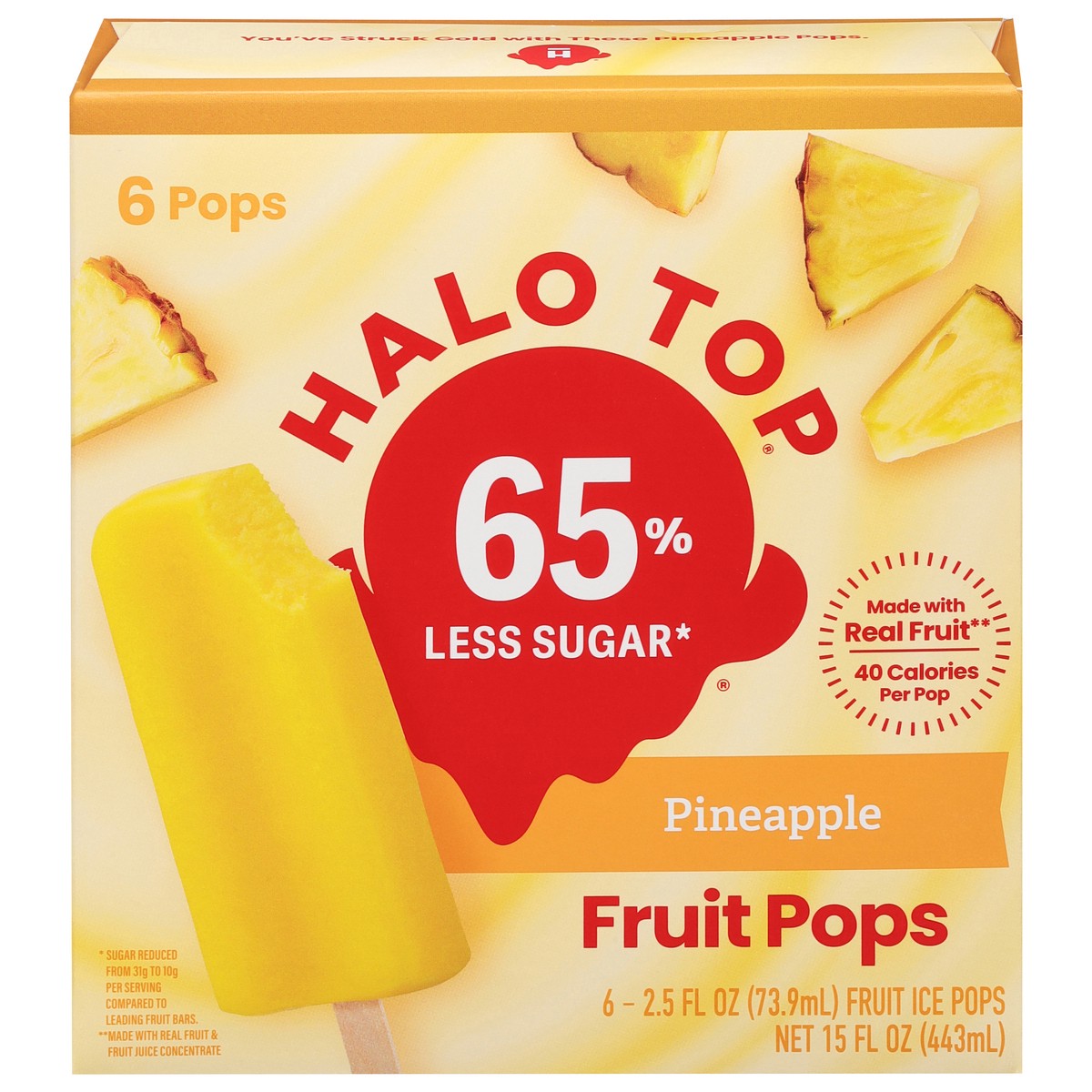 slide 1 of 2, Halo Top Pineapple Fruit Pops Pineapple 6Ct, 6 ct; 2.5 fl oz