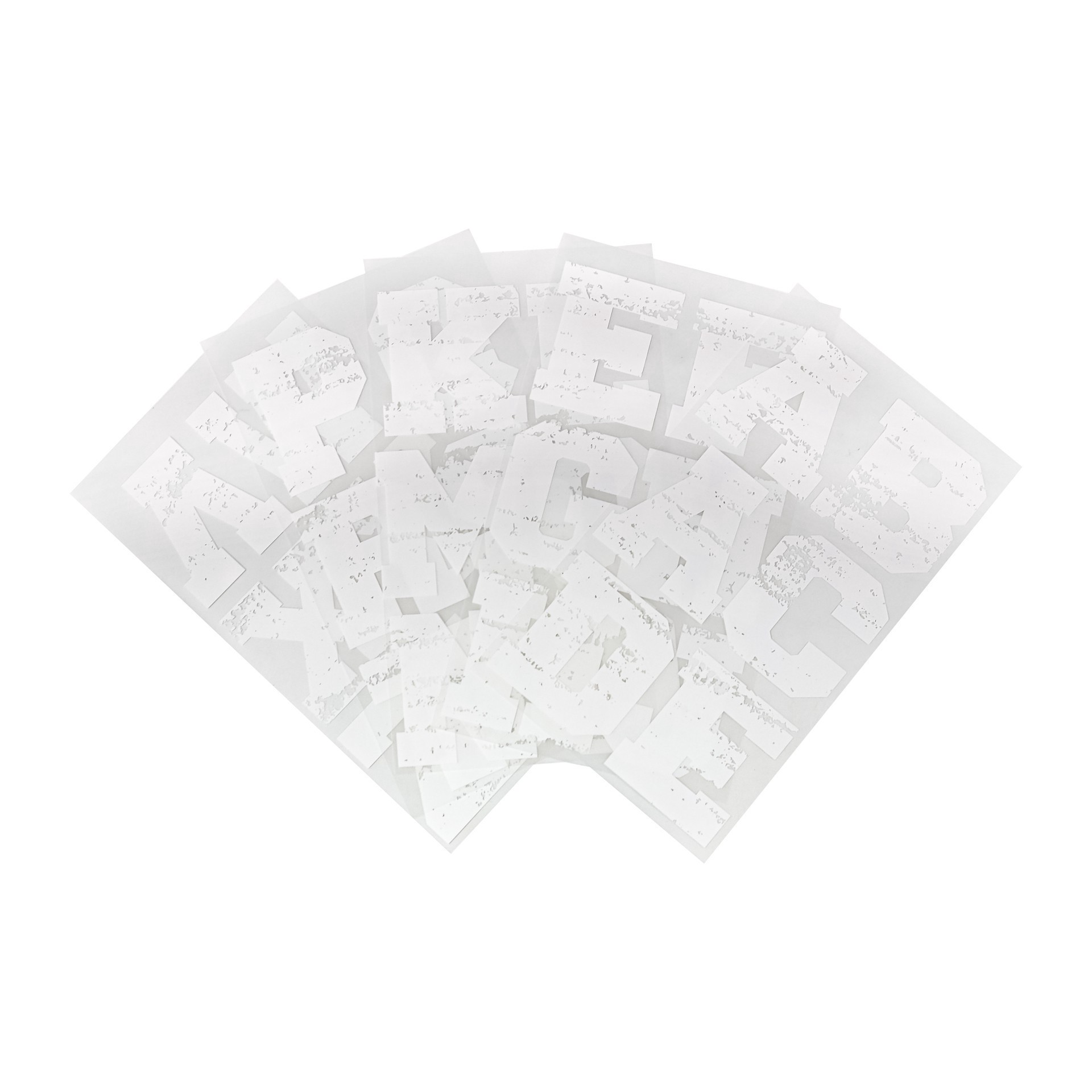 slide 4 of 5, 3" White Distressed Letters Iron-On Transfers By Make Market, 3 in