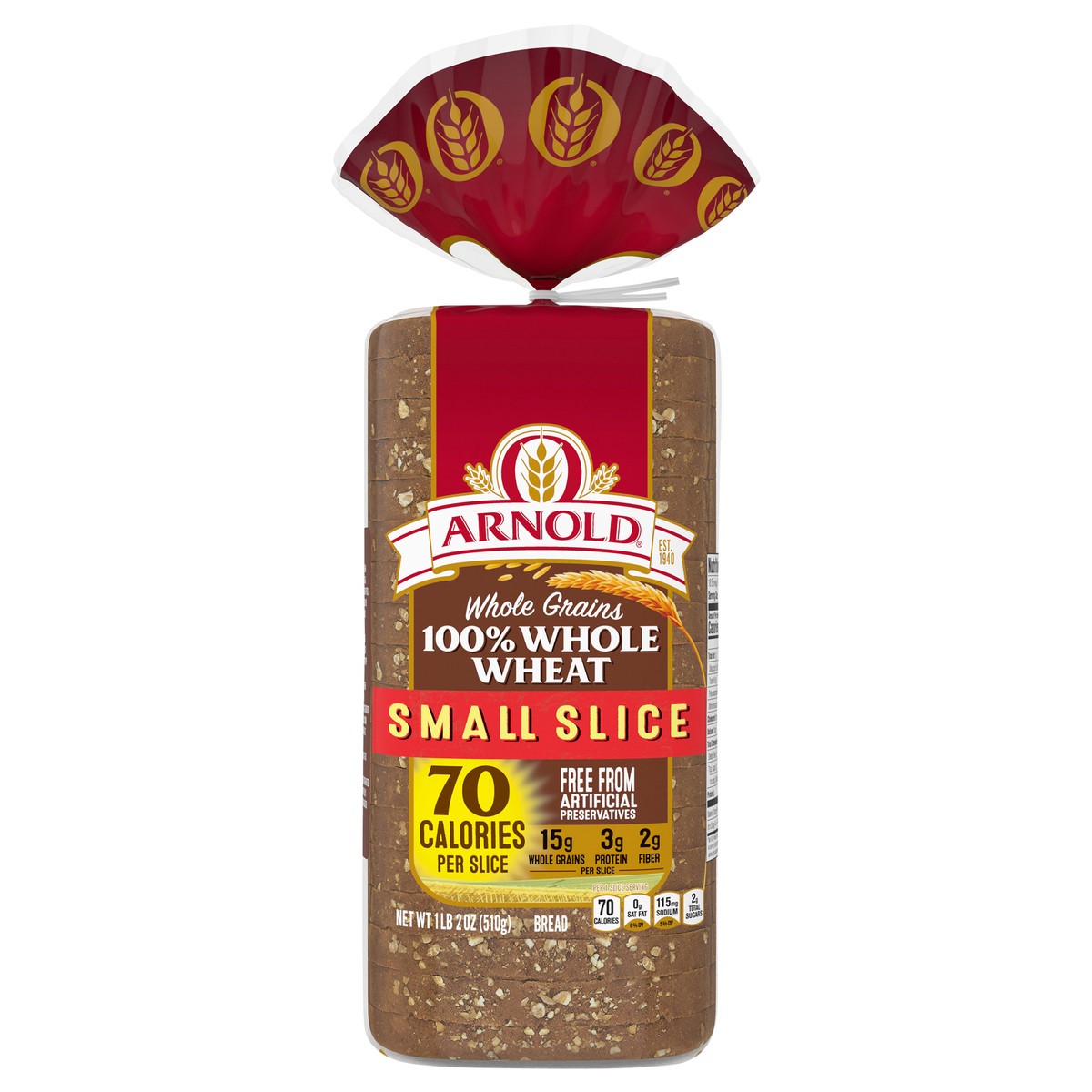 slide 1 of 1, Arnold Whole Grains 100% Whole Wheat Small Slice Bread 18 Oz, 18 oz