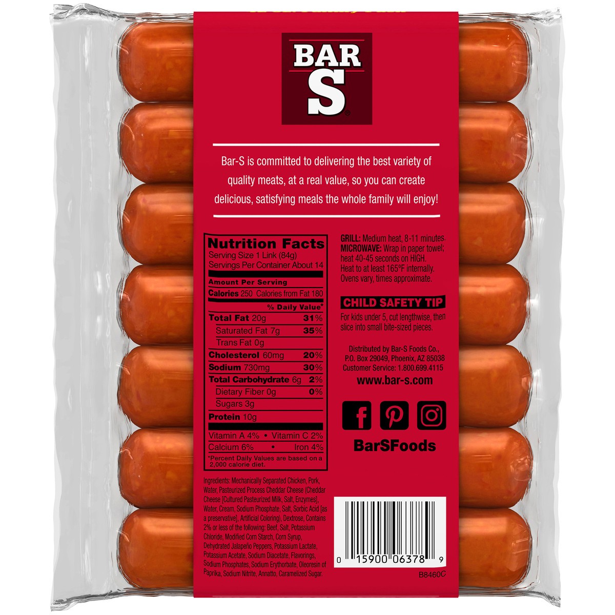 slide 4 of 14, Bar-S Jalapeno & Cheddar Hot Links 14 ct Pack, 42 oz