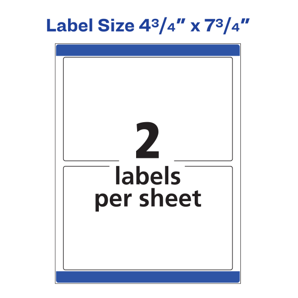 slide 4 of 9, Avery® Print-to-the-Edge Shipping Labels With Sure Feed® Technology, 6876, Rectangle, 4-3/4"" x 7-3/4"", White, Pack Of 50, 50 ct
