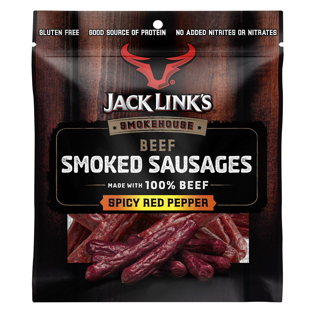 slide 1 of 1, Jack Link's Spicy Red Pepper Smoked Beef Sausages, 4 oz