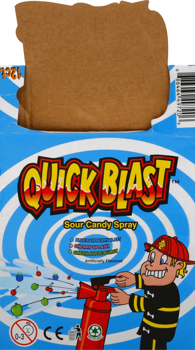 slide 11 of 13, Quick Blast Sour Blue Raspberry Blast, Cherry Splash, Green Apple Burst Candy Spray 12 ea, 12 ct