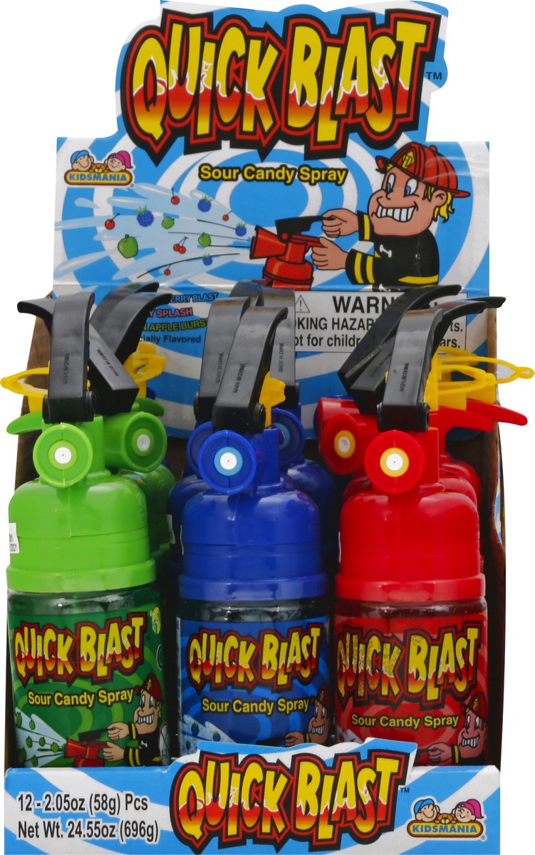 slide 5 of 13, Quick Blast Sour Blue Raspberry Blast, Cherry Splash, Green Apple Burst Candy Spray 12 ea, 12 ct