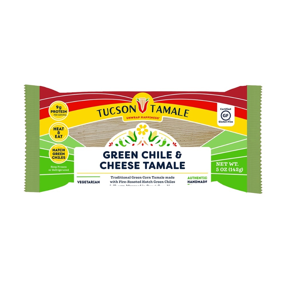 slide 1 of 1, Tucson Tamale Unwrap Happiness Green Chile & Cheese Tamale 5 oz, 