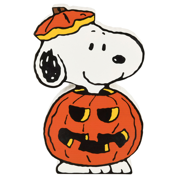 slide 1 of 1, Peanuts Halloween Snoopy in Jack O'Lantern Wood Decor, 1 ct