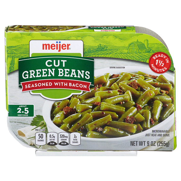 slide 1 of 1, Meijer Green Beans seasoned with Bacon Vegetable Side, 9 oz