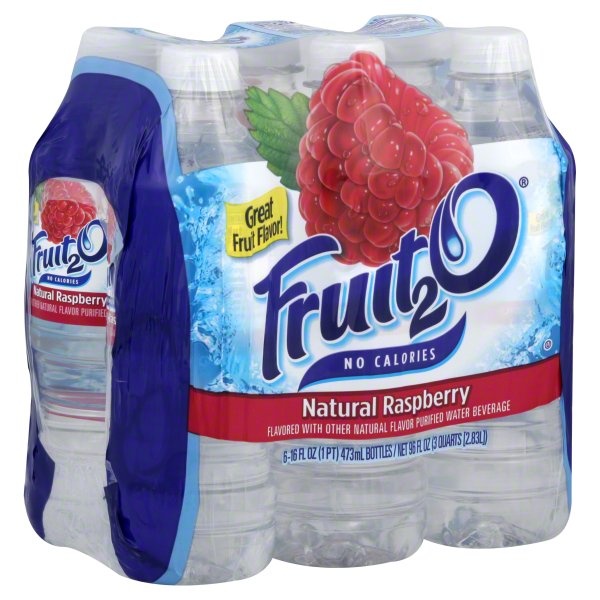 slide 1 of 1, Fruit2O Flavored Water Beverage Natural Raspberry, 6 ct; 16 fl oz